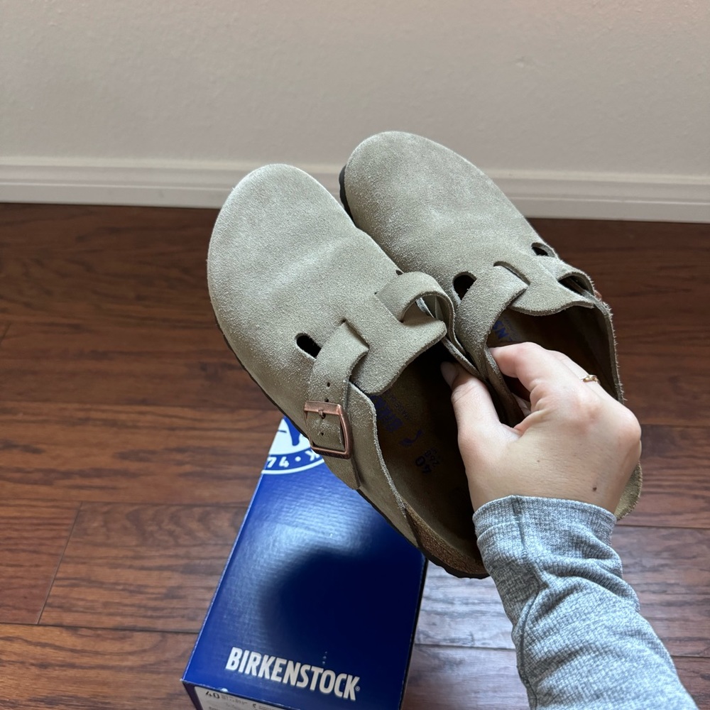 Birkenstock Boston Clogs (Taupe) - Size 40